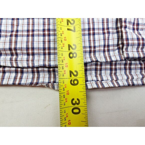 Tommy Hilfiger Custom Fit Medium Mens White Blue Burgundy Check Logo Long Sleeve - Picture 9 of 11